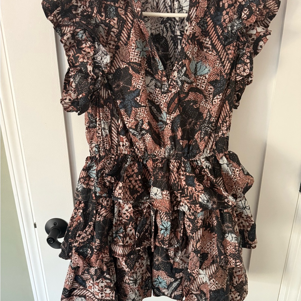 Ulla Johnson Brown and Black Patterned Mini Dress